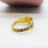 Victorian 18ct Gold, Black Enamel 'In Memory Of' Mourning Ring c1860 London