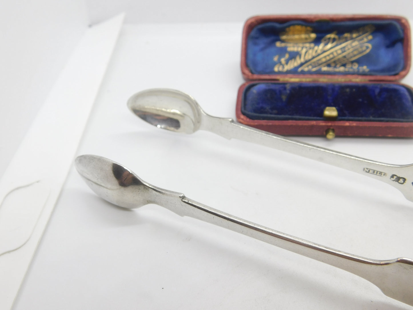 Victorian Irish Sterling Silver Harp Pattern Sugar Tongs 1855 Dublin Antique