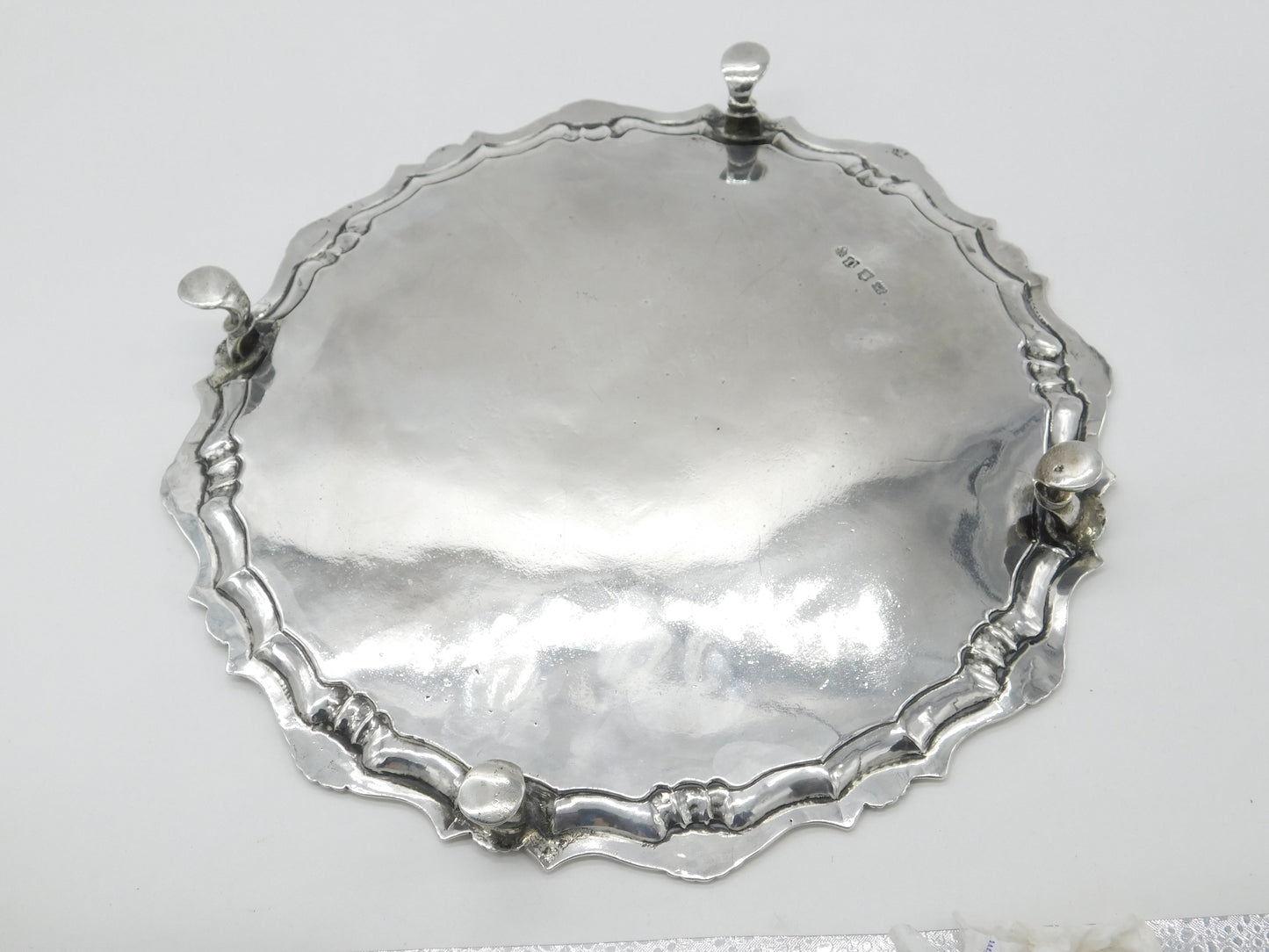 Large George II Sterling Silver Armorial Crested Salver 1748 London J. Robinson