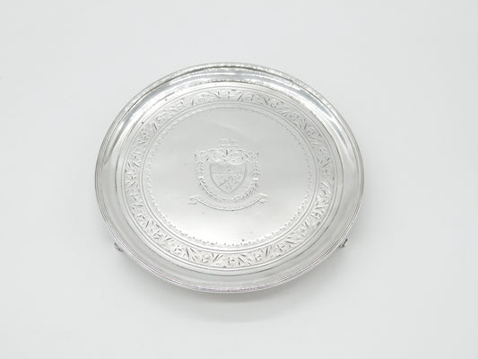 Irish Georgian Sterling Silver Crest Salver Dish 1801 Dublin Joseph Jackson