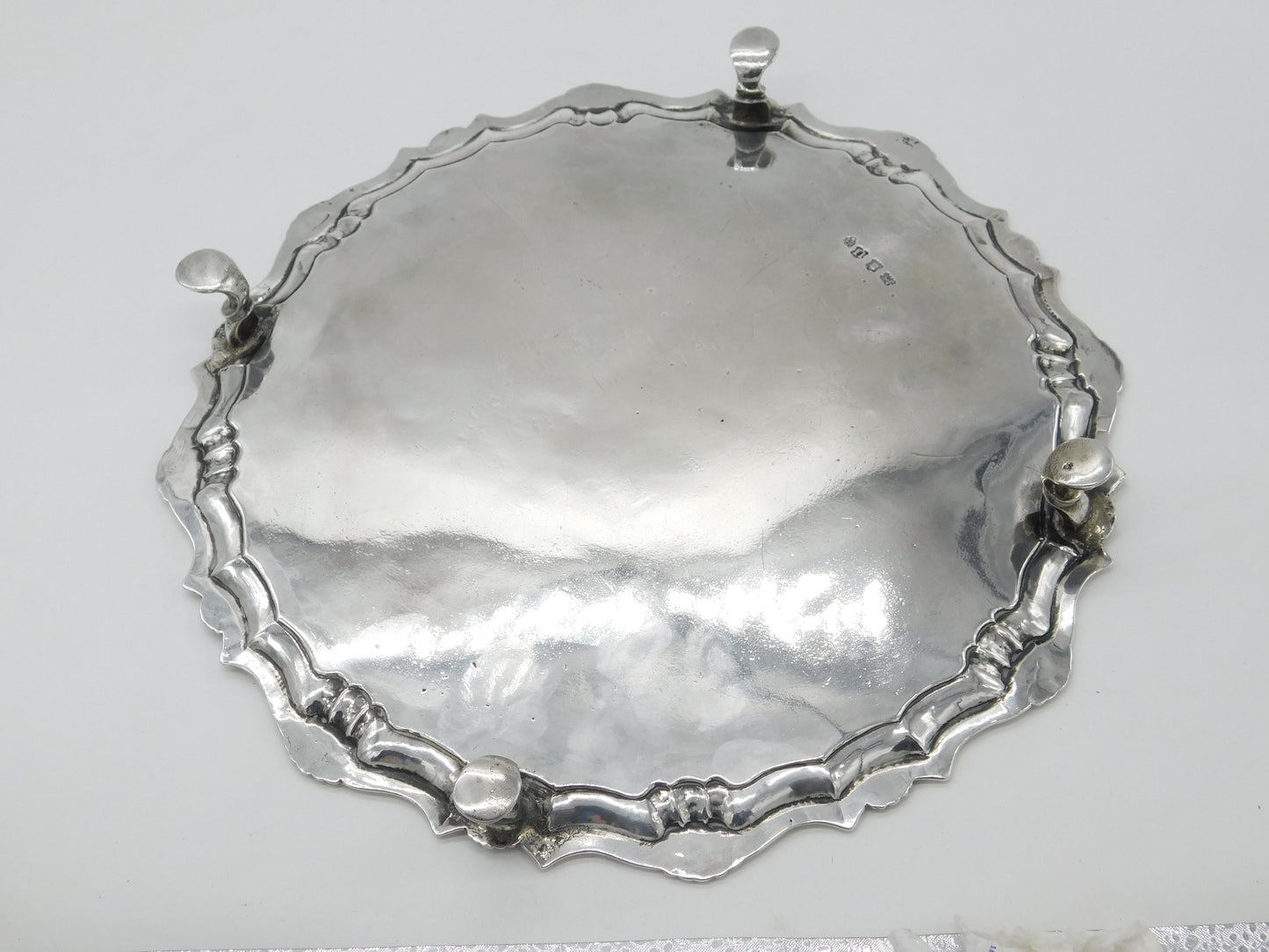 Large George II Sterling Silver Armorial Crested Salver 1748 London J. Robinson