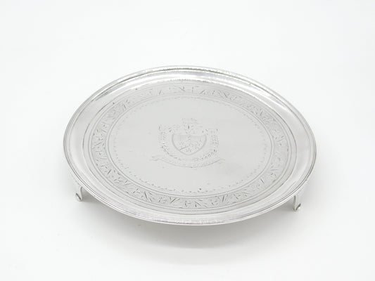 Irish Georgian Sterling Silver Crest Salver Dish 1801 Dublin Joseph Jackson