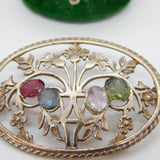 Ortak Silvercraft Scottish Sterling Silver Gem Set Flower Basket Brooch Vintage 1990