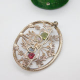 Ortak Silvercraft Scottish Sterling Silver Gem Set Flower Basket Brooch Vintage 1990