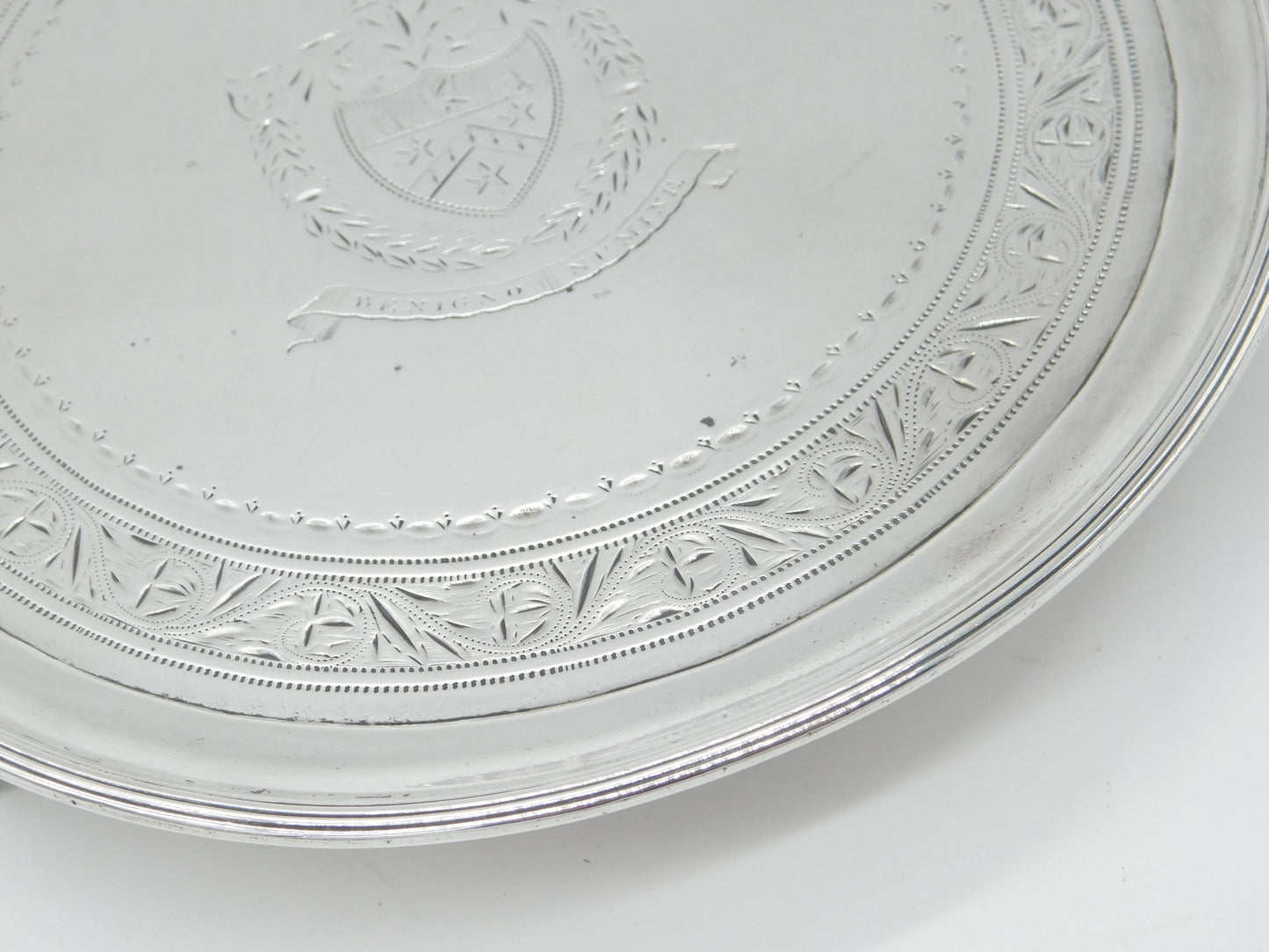 Irish Georgian Sterling Silver Crest Salver Dish 1801 Dublin Joseph Jackson