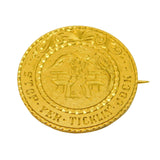 Edwardian Gold Plated 'Stop Yer Ticklin' Jock' Coin Brooch Antique c1910s