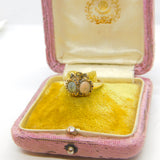 Early Georgian 18ct Gold, Angel Skin Coral & Diamond Marriage Unity Ring c1760
