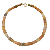 Victorian 9ct Rose Gold & Carved Floral Agate Graduating Necklace Antique