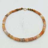 Victorian 9ct Rose Gold & Carved Floral Agate Graduating Necklace Antique