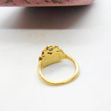 Early Georgian 18ct Gold, Angel Skin Coral & Diamond Marriage Unity Ring c1760