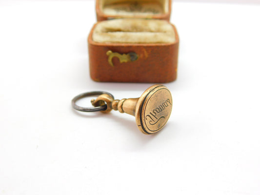 Georgian Rolled Gold 'Thomas' Seal Stamp Fob Cut Steel Split Ring c1820 Antique