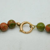 Victorian 9ct Rose Gold & Carved Floral Agate Graduating Necklace Antique