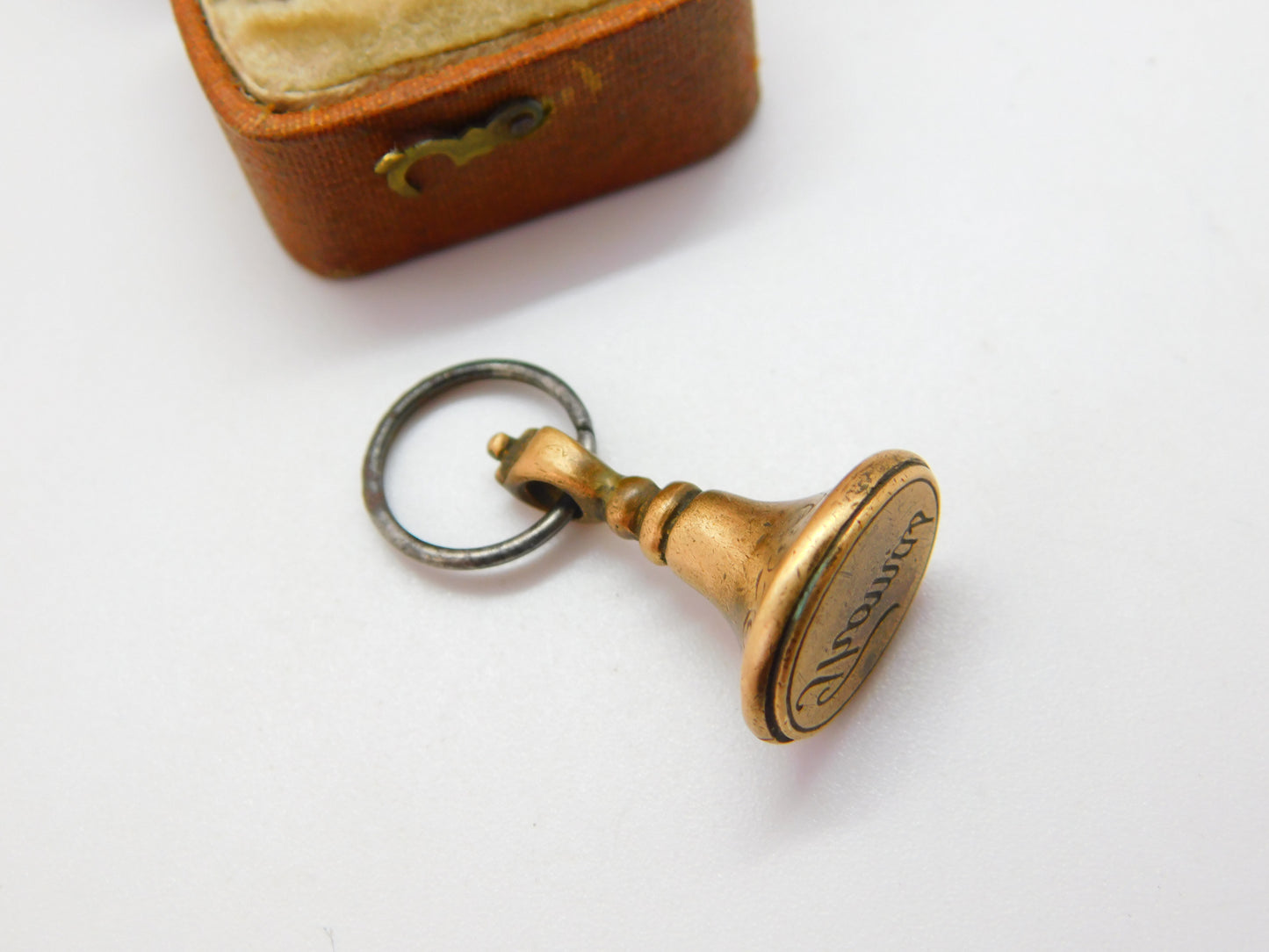 Georgian Rolled Gold 'Thomas' Seal Stamp Fob Cut Steel Split Ring c1820 Antique