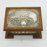 Edwardian Sterling Silver Mounted Wooden Trinket Box Antique 1910 Birmingham