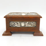 Edwardian Sterling Silver Mounted Wooden Trinket Box Antique 1910 Birmingham