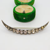 Victorian Large .900 Silver Paste Set Crescent Sweetheart Brooch c1890 Antique