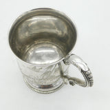 Victorian Sterling Silver Aesthetic Owl & Bird Pattern Mug Antique 1879 Birmingham