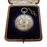 Boxed Sterling Silver Open-Face Pocket Watch Antique 1915 London