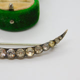 Victorian Large .900 Silver Paste Set Crescent Sweetheart Brooch c1890 Antique