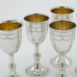 Art Deco Set of Six Sterling Silver Kiddush Cups Antique 1926 London