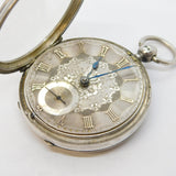 Boxed Sterling Silver Open-Face Pocket Watch Antique 1915 London