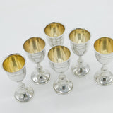 Art Deco Set of Six Sterling Silver Kiddush Cups Antique 1926 London