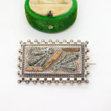 Victorian Sterling Silver Granite & Agate Set Sweetheart Brooch c1880 Antique