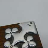 Victorian Sterling Silver Mounted Oak Bridge Playing Cards Box Antique c1900