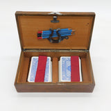 Victorian Sterling Silver Mounted Oak Bridge Playing Cards Box Antique c1900