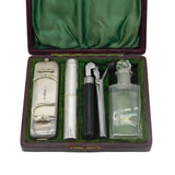 Victorian Boxed Sterling Silver Ladies Hair Curling Travelling Set Antique