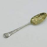 George II Sterling Silver Berry Pattern Dessert Serving Spoon Antique 1757