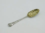 George II Sterling Silver Berry Pattern Dessert Serving Spoon Antique 1757