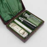 Victorian Boxed Sterling Silver Ladies Hair Curling Travelling Set Antique