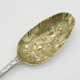 George II Sterling Silver Berry Pattern Dessert Serving Spoon Antique 1757