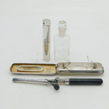 Victorian Boxed Sterling Silver Ladies Hair Curling Travelling Set Antique