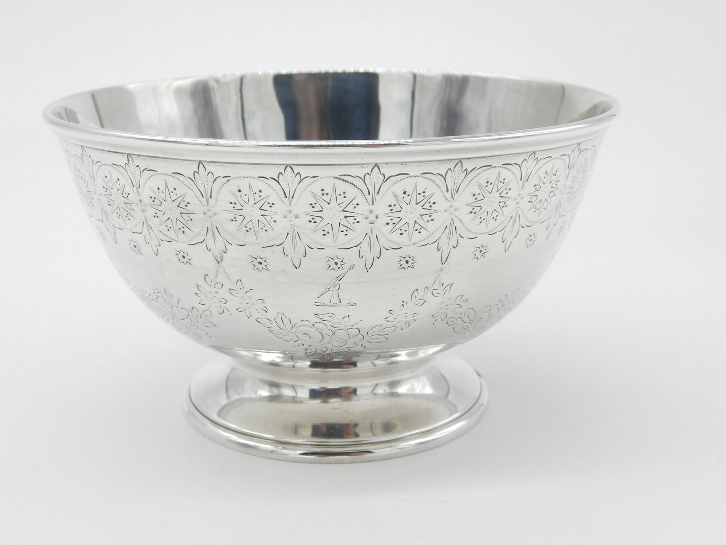 Victorian Sterling Silver Floral Form Sweet Treat Bowl with Crest 1867 London