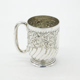 Victorian Sterling Silver Floral Pattern Christening Mug 1896 Sheffield Antique