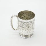 Victorian Sterling Silver Floral Pattern Christening Mug 1896 Sheffield Antique