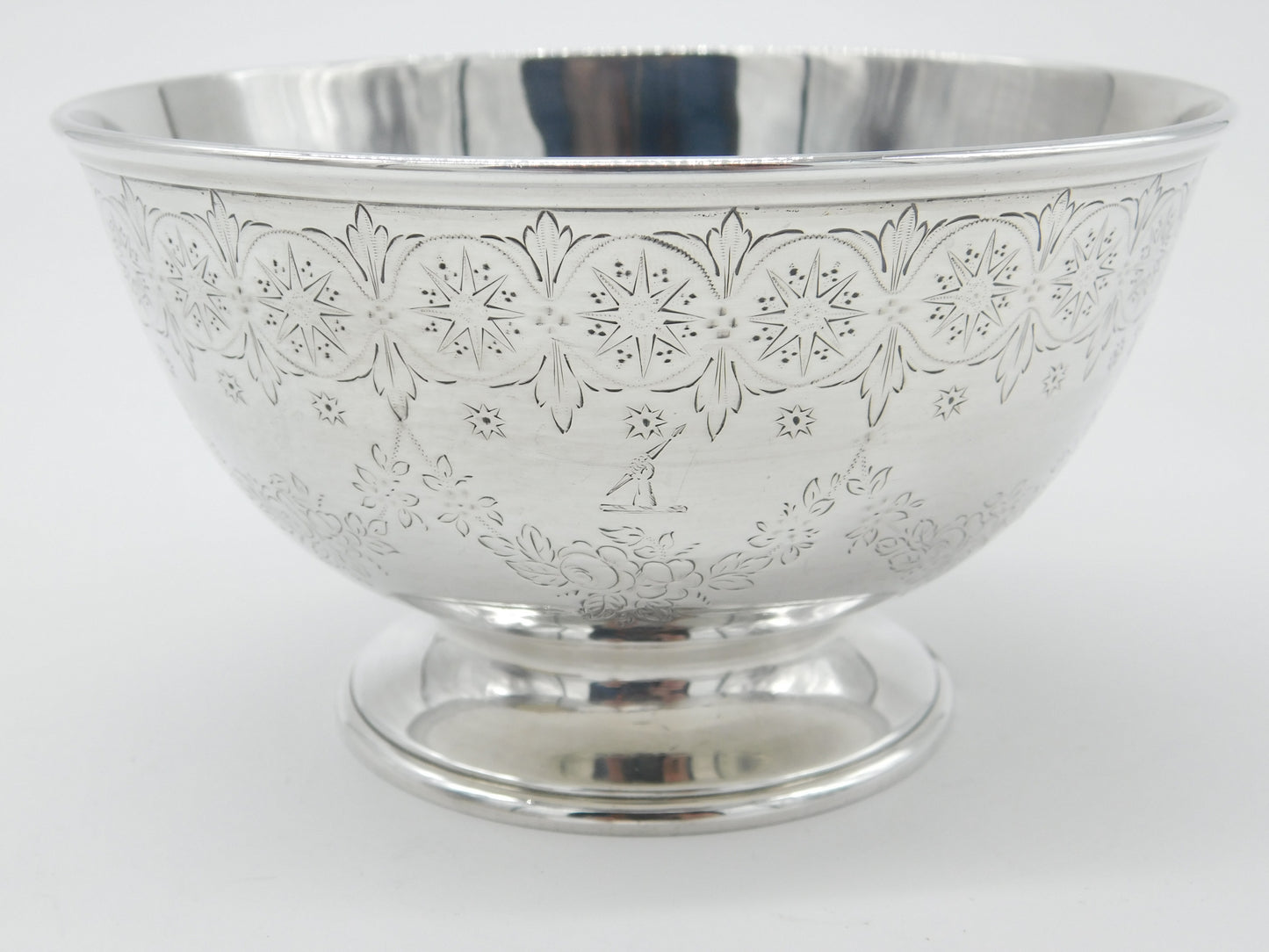 Victorian Sterling Silver Floral Form Sweet Treat Bowl with Crest 1867 London