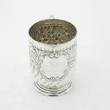 Victorian Sterling Silver Floral Pattern Christening Mug 1896 Sheffield Antique
