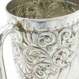 Victorian Sterling Silver Floral Pattern Christening Mug 1896 Sheffield Antique