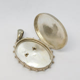Victorian Sterling Silver & Gold Floral Sweetheart Locket Pendant Antique c1880