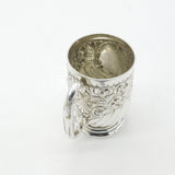 Victorian Sterling Silver Floral Pattern Christening Mug 1896 Sheffield Antique