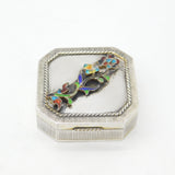Victorian Sterling Silver Colourful Enamel Floral Trinket Box c1890 Antique