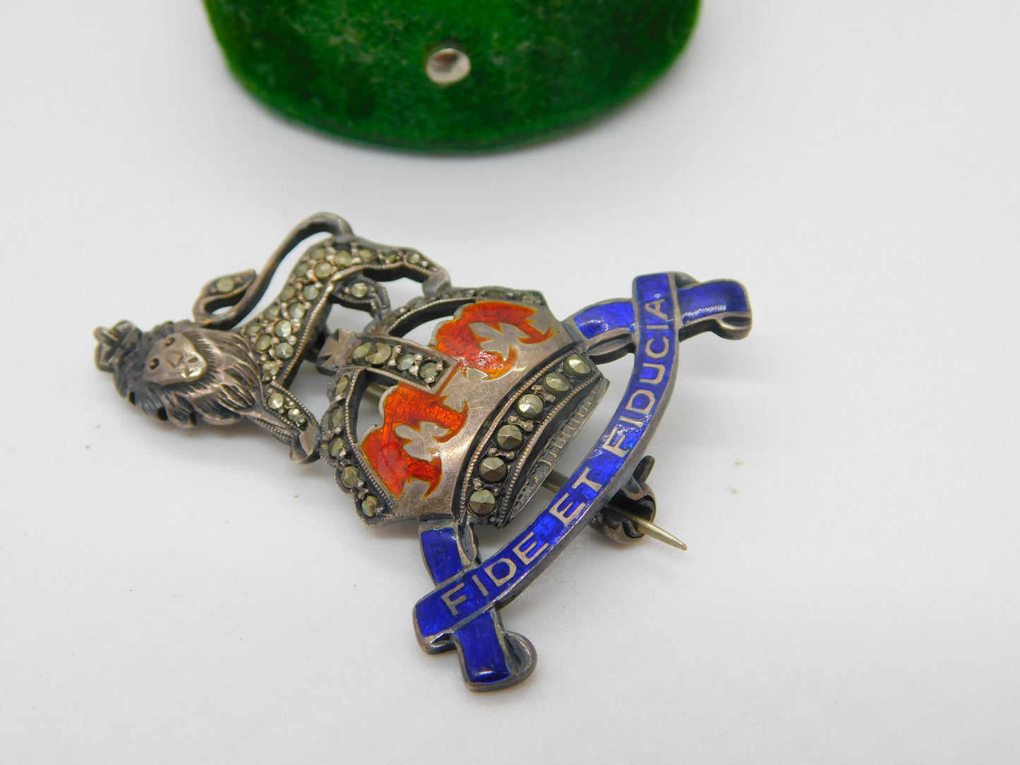 WWII-era Sterling Silver Enamel Royal Army Pay Corps Sweetheart Brooch Antique