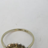 Victorian 18ct White Gold, Cabochon Opal & Diamond Cluster Engagement Ring Antique c1880