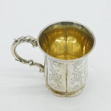 Victorian Sterling Silver Floral Pattern Christening Mug Antique 1843 London Robert Death