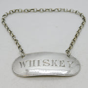 Victorian Sterling Silver Whisky Decanter Label Antique 1870 Birmingham G. Unite