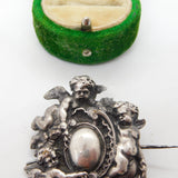 Early Victorian Cast Sterling Silver Neo-Classical Cherub Brooch c1840 Antique
