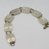 Sterling Silver Guilloche Enamel Floral Sweetheart Bracelet Antique c1920 Deco